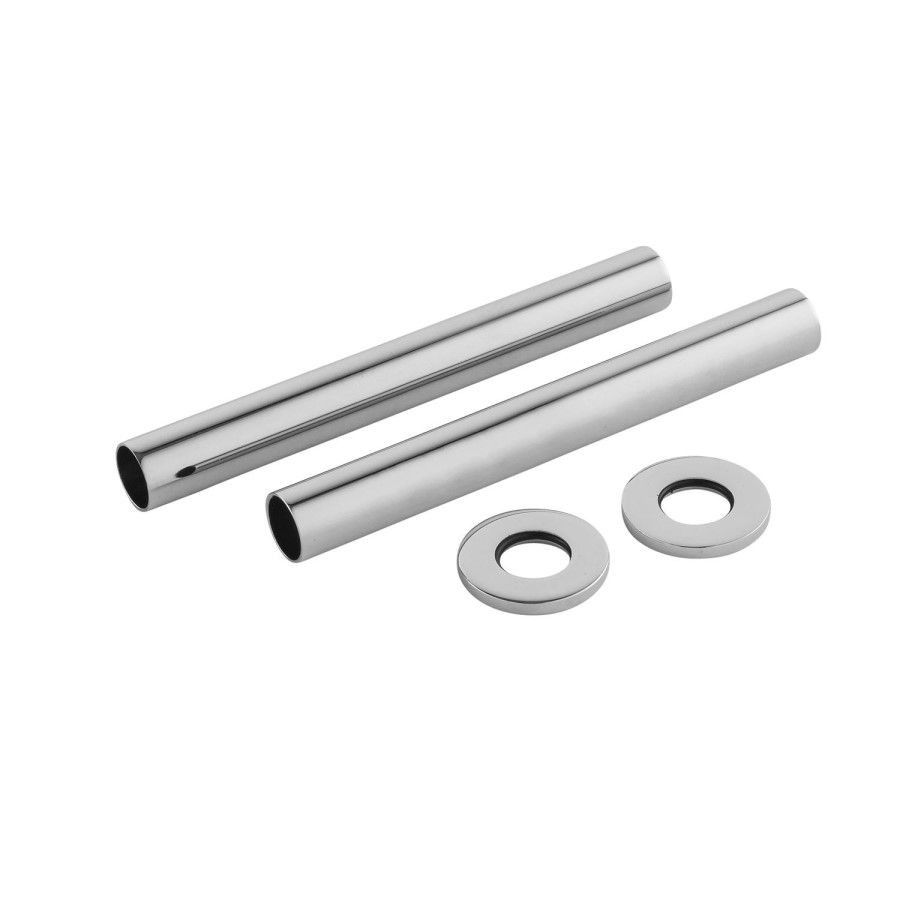 Chrome Pipe Covers 128 x 15mm Dia