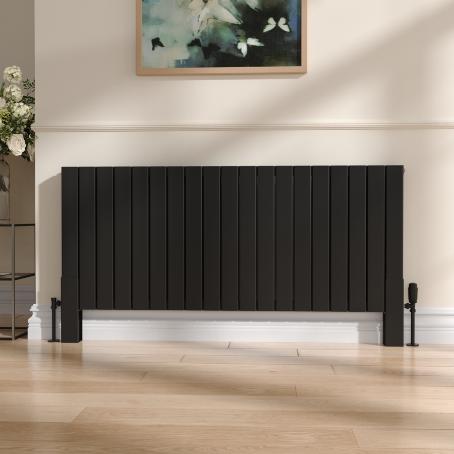 Eco Eleganza Black Designer Radiator Feet -Suitable for Double Panel Aluminium Radiator