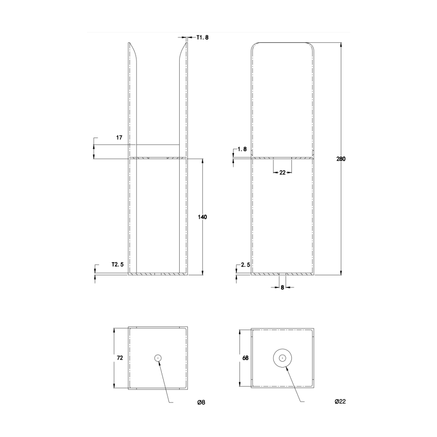 Eco Eleganza Anthracite Designer Radiator Feet -Suitable for Double Panel Aluminium Radiator