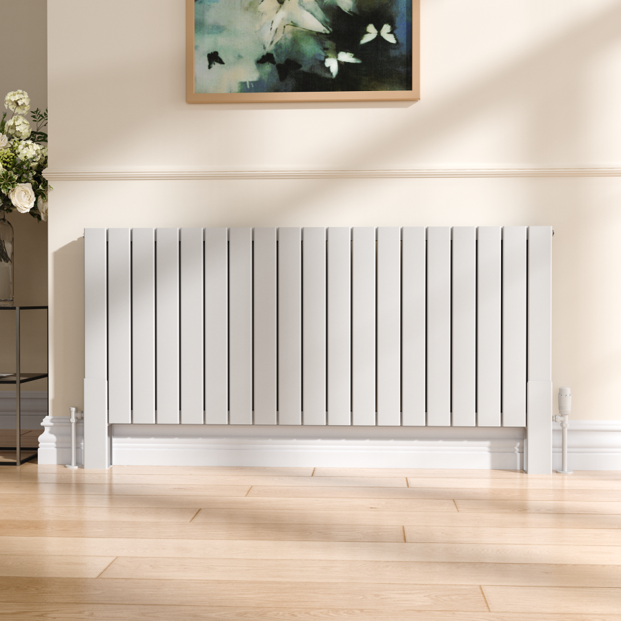 Eco Eleganza White Designer Radiator Feet -Suitable for Double Panel Aluminium Radiator