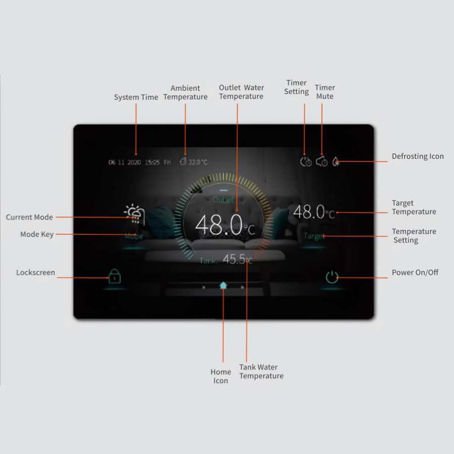 ECOHEAT MCS Certified 15kW R290 Inverter Air Source Heat Pump – Max Water Temp 75C