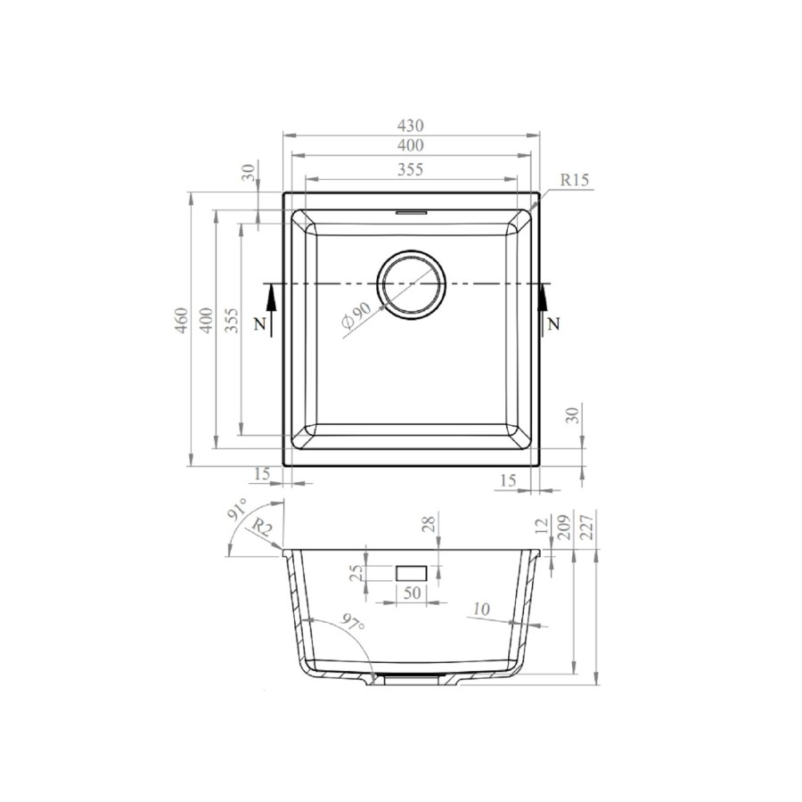 1 Bowl White Inset Granite Composite Kitchen Sink with Waste Kit - Enza Eden