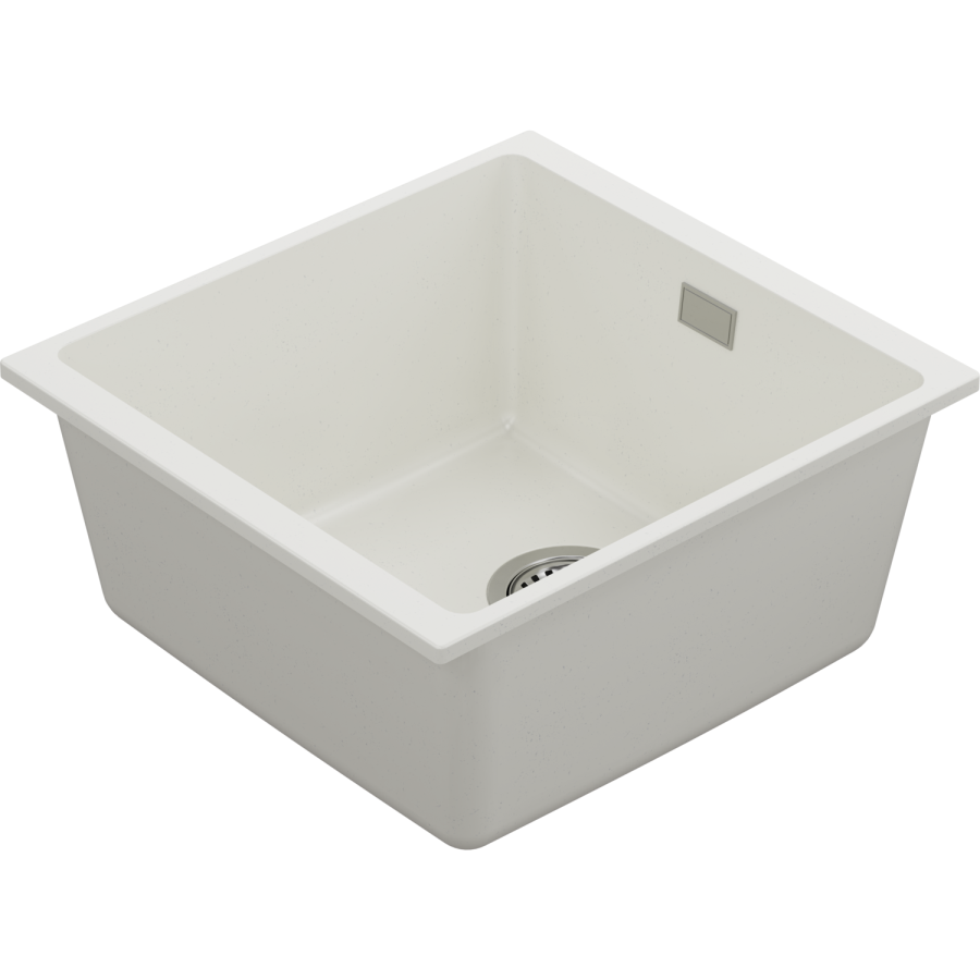 Single Bowl White Inset Granite Composite Kitchen Sink with Waste Kit - Enza Eden