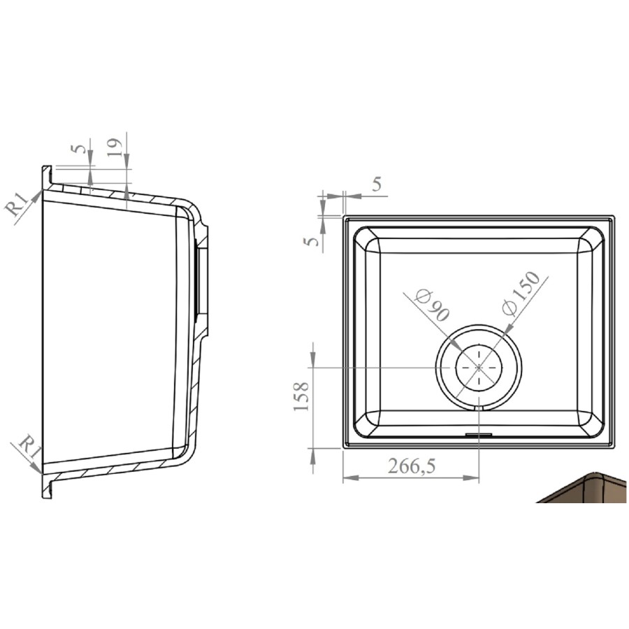 1 Bowl Stone Inset Granite Composite Kitchen Sink with Waste Kit - Enza Eden