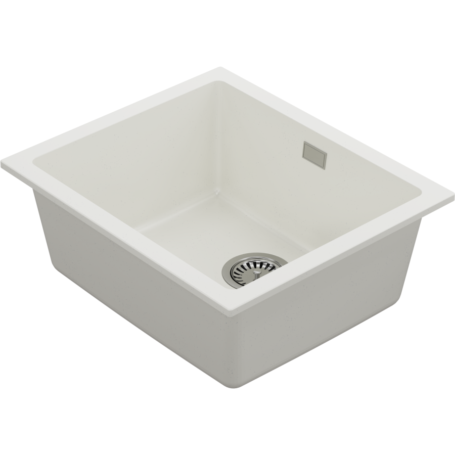 1 Bowl White Inset Granite Composite Kitchen Sink with Waste Kit - Enza Eden