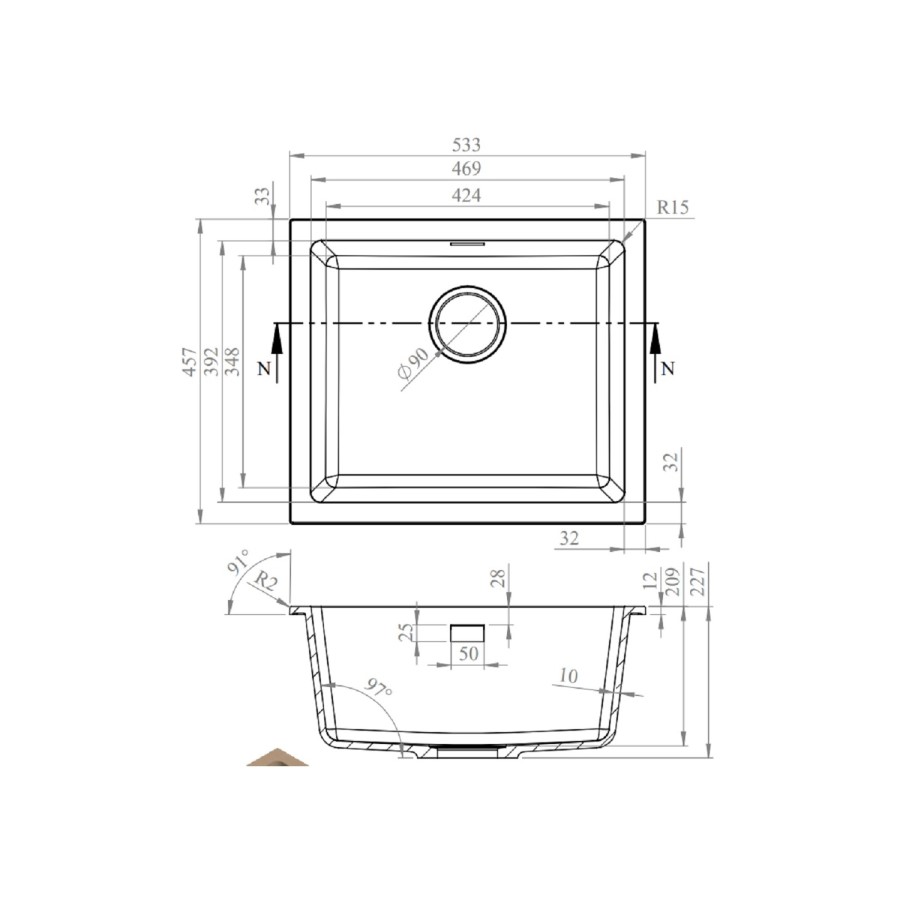1 Bowl White Inset Granite Composite Kitchen Sink with Waste Kit - Enza Eden