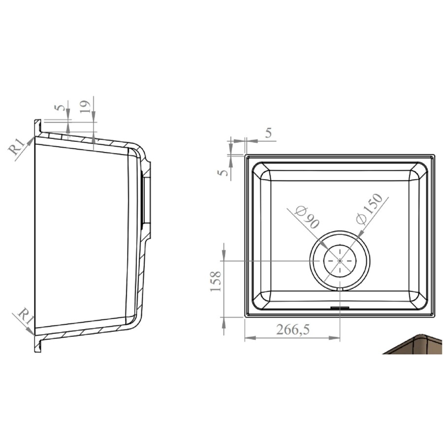 Single Bowl White Inset Granite Composite Kitchen Sink with Waste Kit - Enza Eden