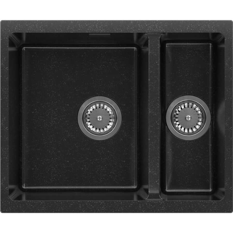 1.5 Bowl Black Inset Granite Composite Kitchen Sink with Waste Kit - Enza Eden