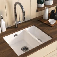 1.5 Bowl White Inset Granite Composite Kitchen Sink with Waste Kit - Enza Eden
