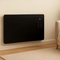 EGH20AWB electriQ 2000W Smart Designer Glass Panel Heater - Wall Mountable & Bathroom Safe - Black