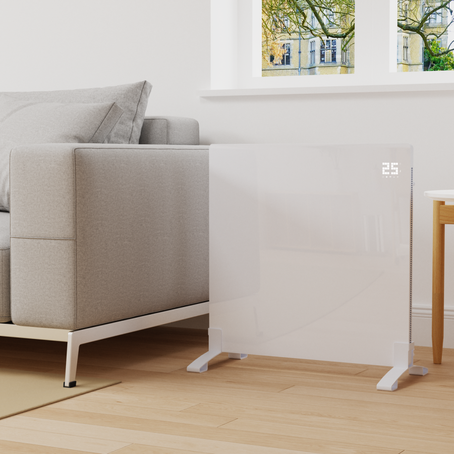 Low Energy 350w Infrared Designer Glass Wall Mounted Heater and Smart WiFi Alexa - IP44 Bathroom Safe