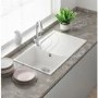 Single Bowl White Granite Composite Kitchen Sink with Reversible Drainer - Reginox