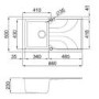 Single Bowl Cream Composite Kitchen Sink with Reversible Drainer - Reginox
