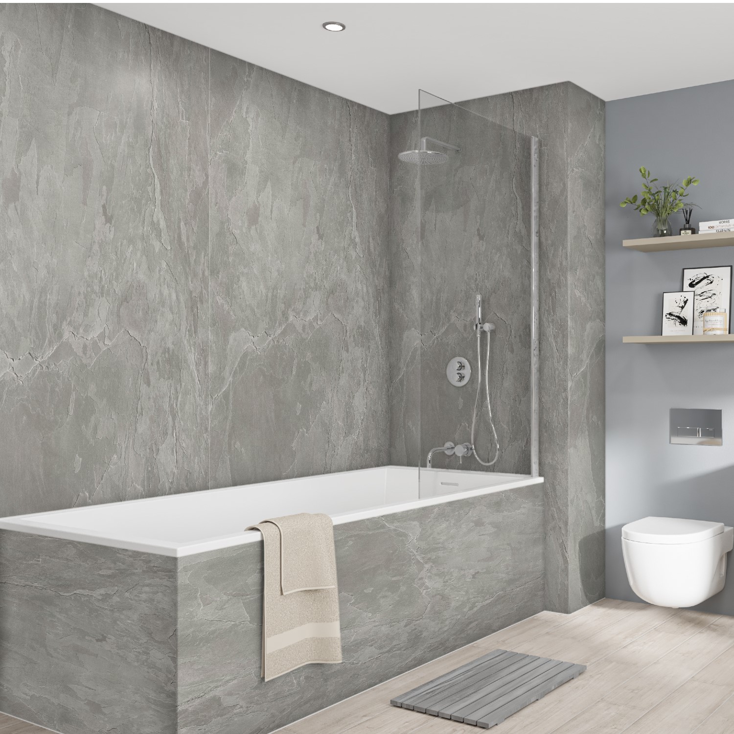 Grey Scafell Slate Wall Panel 1200mm With Tongue And Groove Wetwall grey-scafell-slate-wall-panel-1200mm-with-tongue-and-groove-wetwall