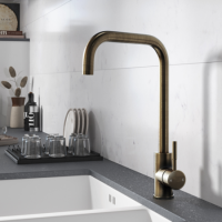Single Lever Antique Brass Monobloc Square Spout Kitchen Mixer Tap - Enza Elwood