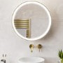 GRADE A1 - Brass Sliding Mirrored Bathroom Cabinet with Lights 600mm - Elara