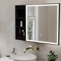 GRADE A2 - Black Sliding Recessed Bathroom Mirror Cabinet with Lights 600 x 600mm - Elara