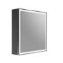 GRADE A2 - Black Sliding Recessed Bathroom Mirror Cabinet with Lights 600 x 600mm - Elara