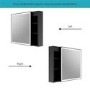 GRADE A2 - Black Sliding Recessed Bathroom Mirror Cabinet with Lights 600 x 600mm - Elara