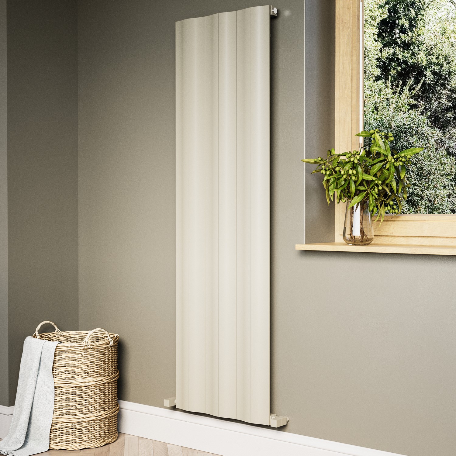 Beige Vertical Wave Designer Single Panel Radiator 1600 x 490mm ...