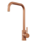 Single Lever Brushed Copper Monobloc Square Spout Kitchen Mixer Tap - Enza Elwood