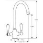 Reginox Brushed Nickel Twin Lever Swan Neck Traditional Kitchen Mixer Tap - Elbe