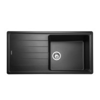 Rangemaster Elements Single Bowl Inset Black Granite Kitchen Sink with Reversible Drainer Rangemaster Elements Single Bowl Inset Black Granite Kitchen Sink with Reversible Drainer