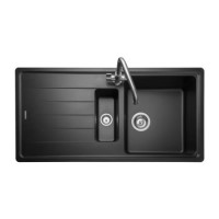 Rangemaster Elements 1.5 Bowl Inset Black Granite Kitchen Sink with Reversible Drainer