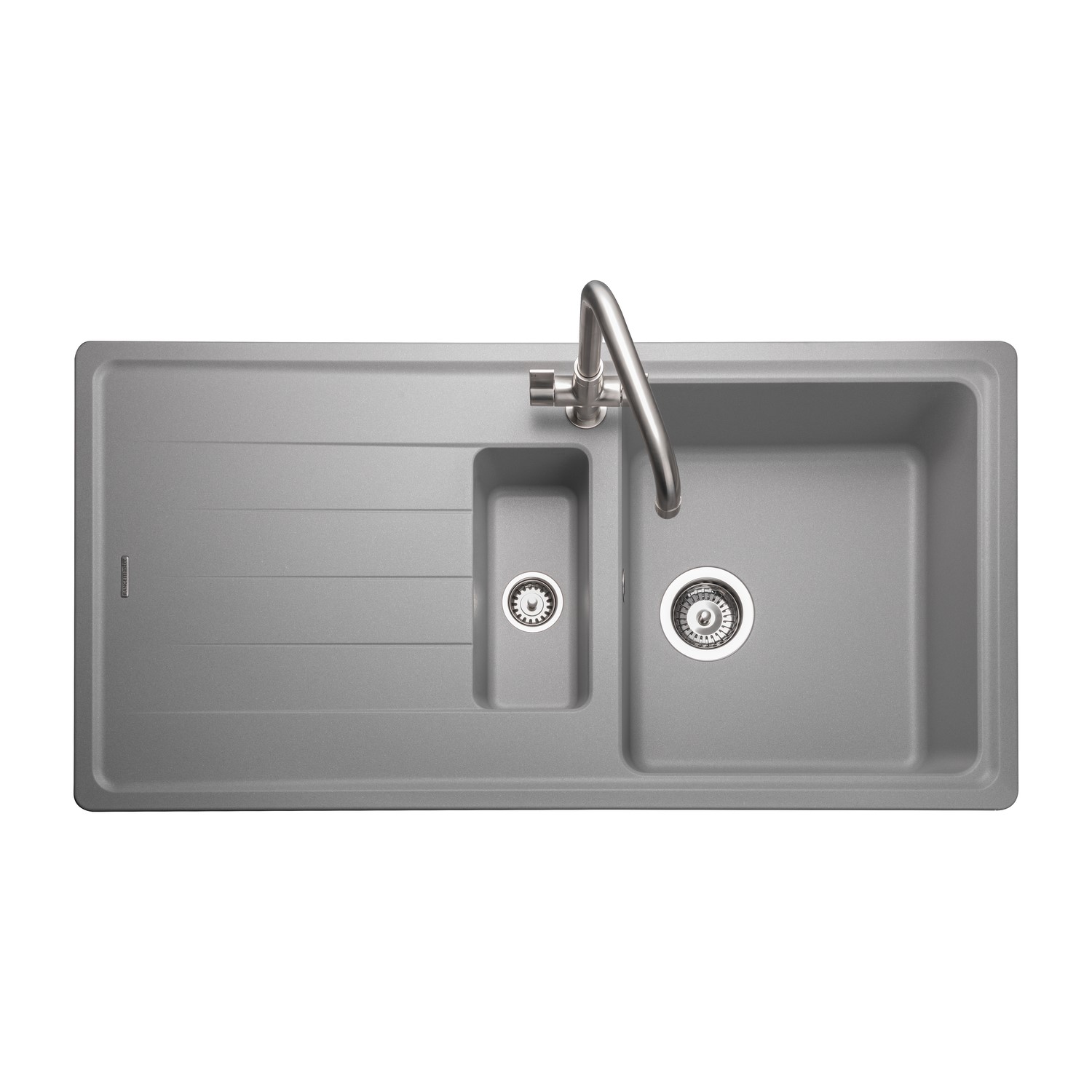 Rangemaster Grey Elements 1.5 Bowl Inset Granite Kitchen Sink With Reversible Drainer
