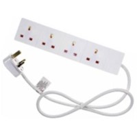 4 Gang White Power Extension 2M Cable
