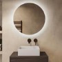 Round Backlit Bathroom Mirror with Battery Operated Lights 600mm - Elio