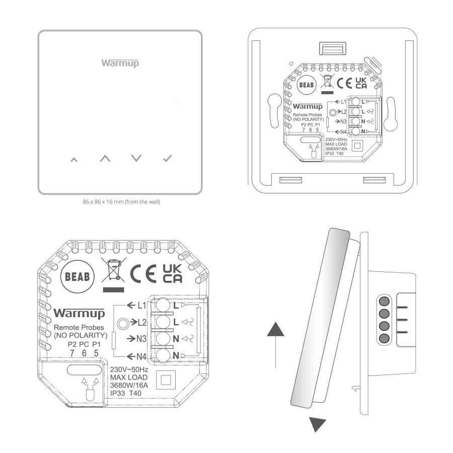 Element Black WiFi Underfloor Heating Thermostat - Warmup