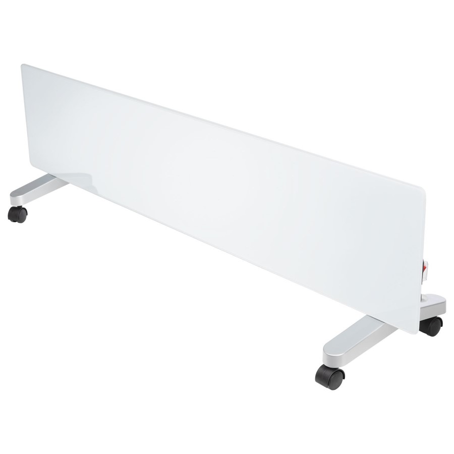 electriQ 750W Smart Slim Gloss White Glass Panel Heater Wall Mounted or Skirting Fitted Bathroom Safe Energy Efficient