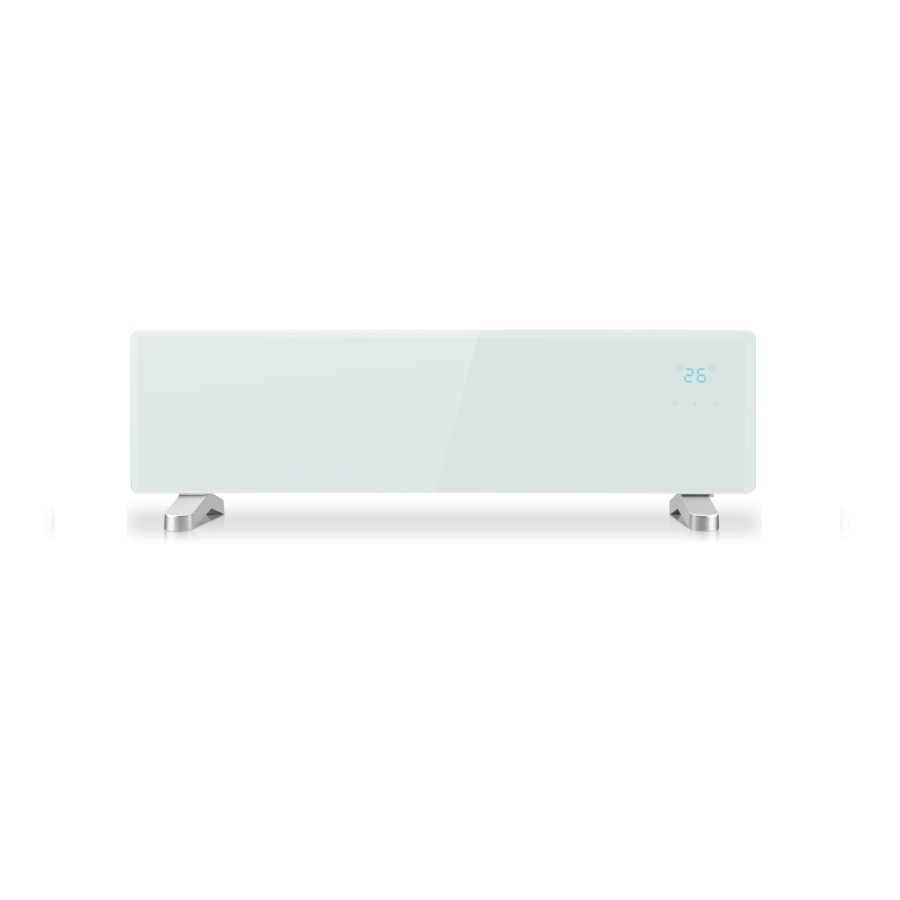 electriQ 750W Smart Slim Gloss White Glass Panel Heater Wall Mounted or Skirting Fitted Bathroom Safe Energy Efficient