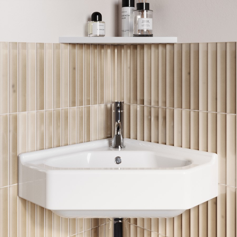 White Wall Hung Corner Traditional Basin 553mm - Elton