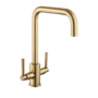 Brass Dual Lever Monobloc Square Kitchen Mixer Tap - Enza Elwood