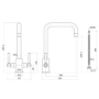 Matt Black Dual Lever Square Monobloc Kitchen Mixer Tap - Enza Elwood