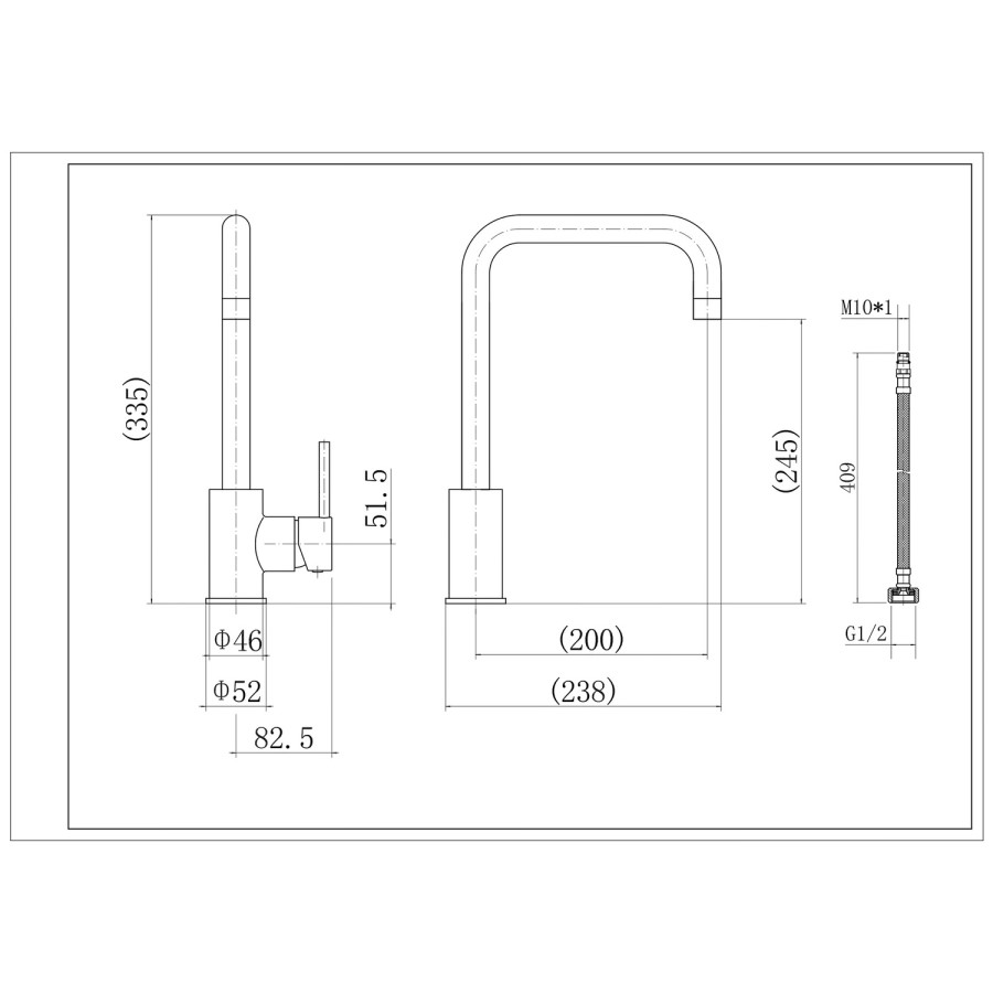 Black Single Lever Monobloc Kitchen Mixer Tap - Enza Elwood 