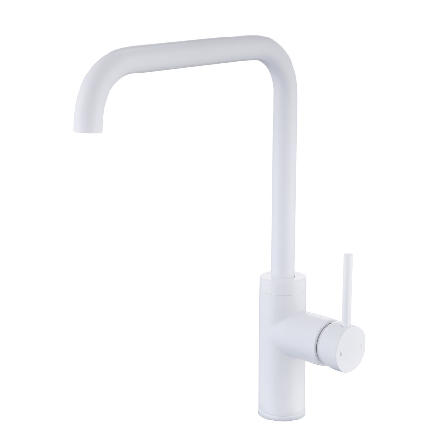 Single Lever White Monobloc Kitchen Mixer Tap - Elwood