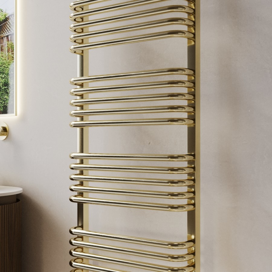Brass Curved Towel Radiator 1530 x 600mm - Ember