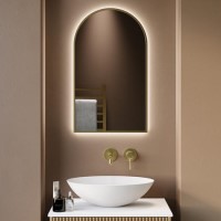 Arched Brass Backlit Heated Bathroom Mirror with Lights 500 x 800mm - Empire