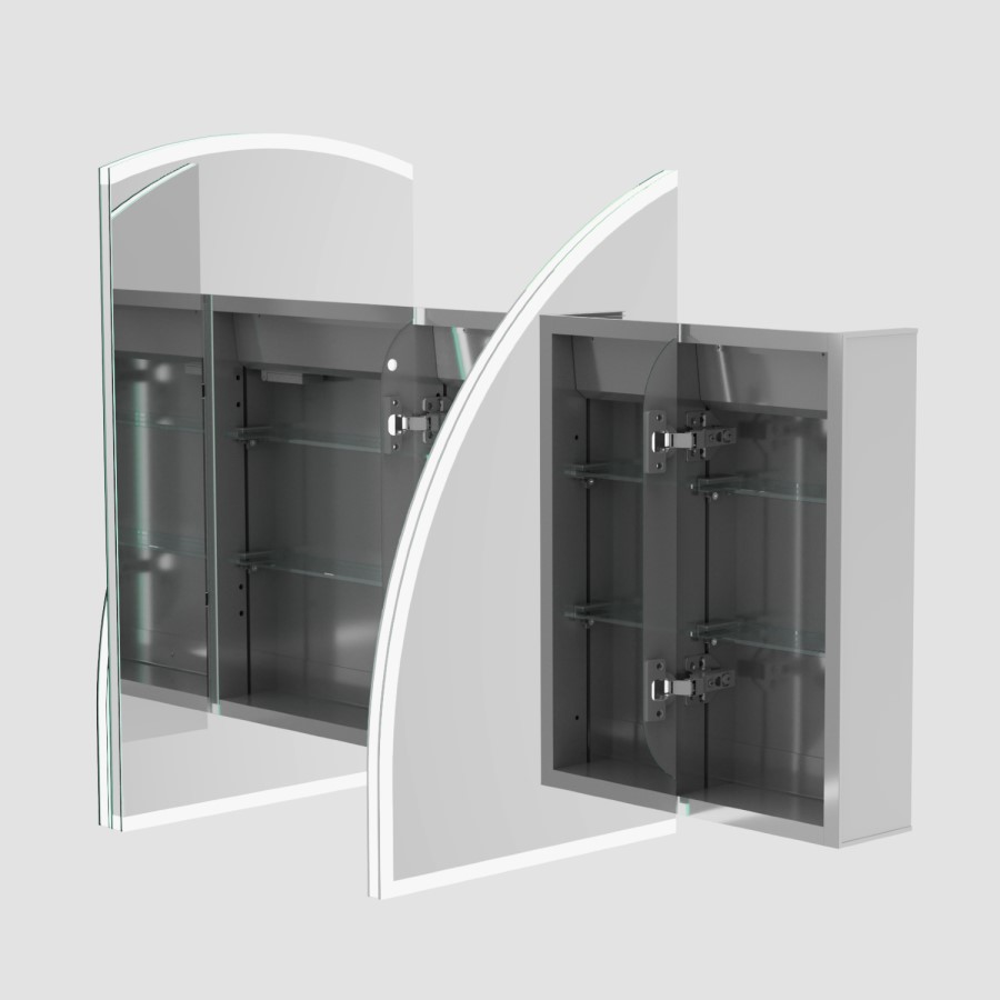 Triple Door Chrome Bathroom Mirror Cabinet with Lights, Demister & Shaver Socket 1200 x 690mm - Empire