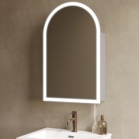 Single Door Chrome Bathroom Mirror Cabinet with Lights, Demister & Shaver Socket 500 x 800mm - Empire