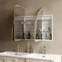 Triple Door Brass Bathroom Mirror Cabinet with Lights, Demister & Shaver Socket 1200 x 690mm - Empire
