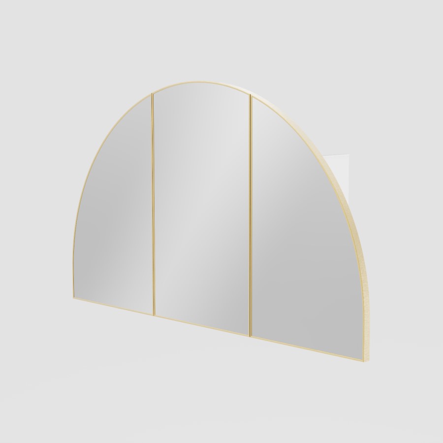 Triple Door Brass Bathroom Mirror Cabinet with Lights, Demister & Shaver Socket 1200 x 690mm - Empire