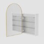 Single Door Brass Bathroom Mirror Cabinet with Lights, Demister & Shaver Socket 500 x 800mm - Empire