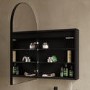 Single Door Black Bathroom Mirror Cabinet with Lights, Demister & Shaver Socket 500 x 800mm - Empire