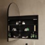 Single Door Black Bathroom Mirror Cabinet with Lights, Demister & Shaver Socket 500 x 800mm - Empire