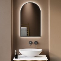 Arched Grey Backlit Heated Bathroom Mirror with Lights 500 x 800mm - Empire