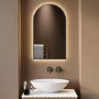 Arched Grey Backlit Heated Bathroom Mirror with Lights 500 x 800mm - Empire